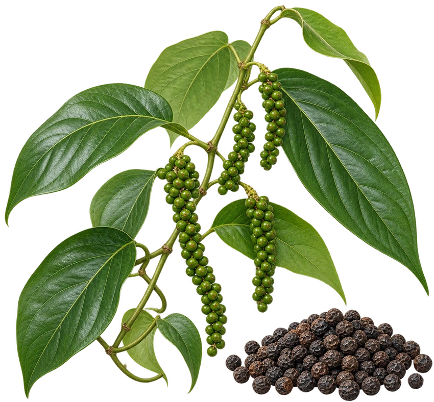 Black pepper, Piper nigrum, the source of piperine
