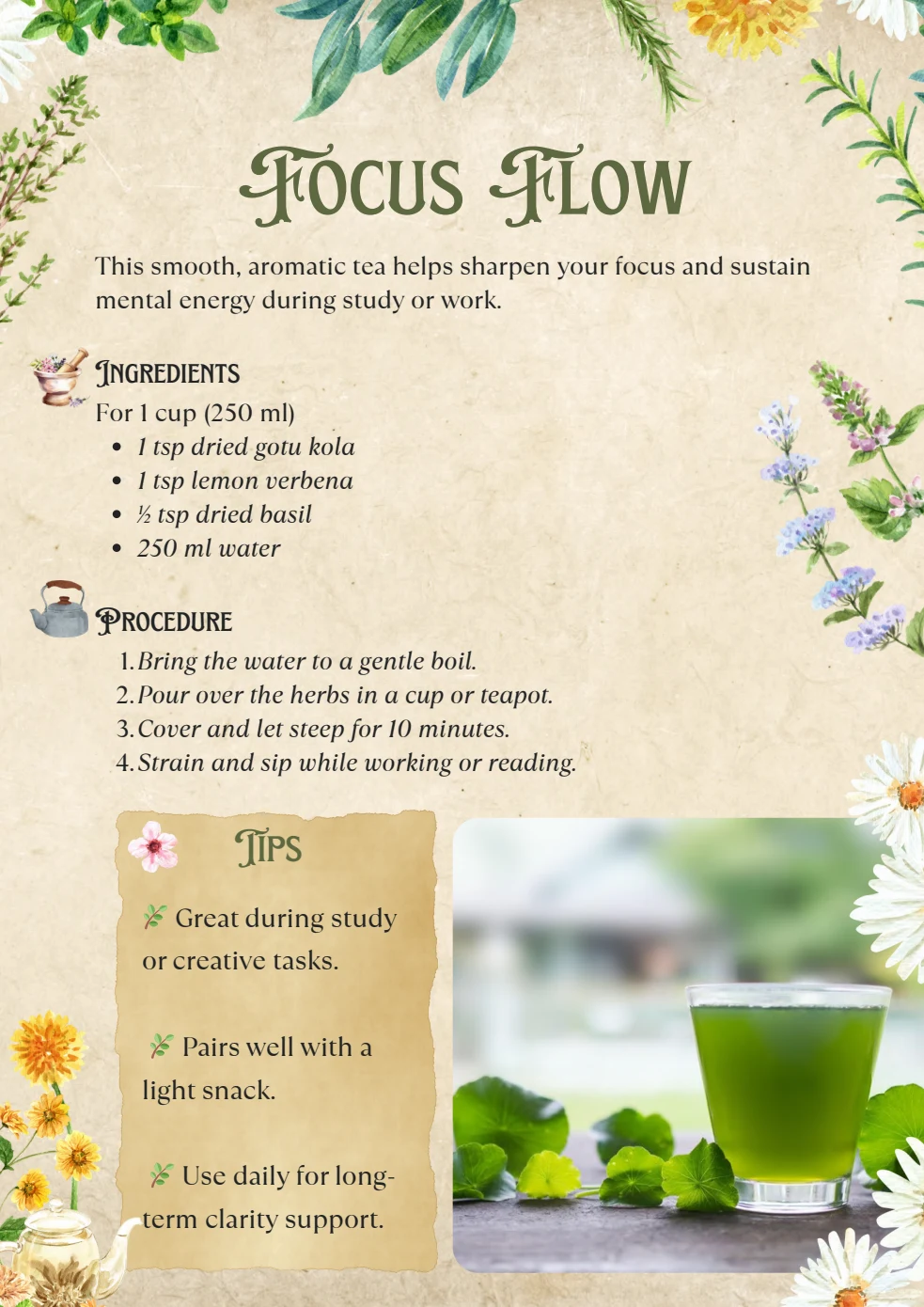 The Focus Flow recipe in The Herbal Tea Apothecary