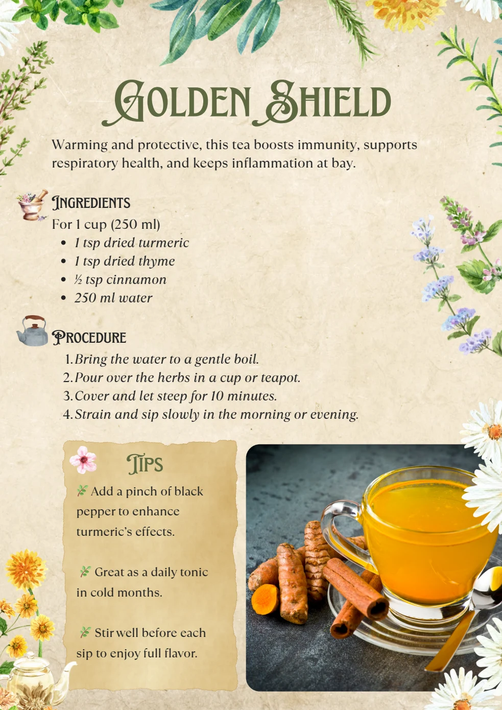 The Golden Shield recipe in The Herbal Tea Apothecary
